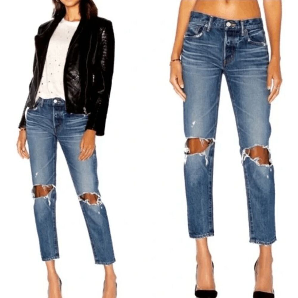 MOUSSY VINTAGE LATROBE‎ HOWA DISTRESSED STRAIGHT LEG ANKLE JEANS Size 28